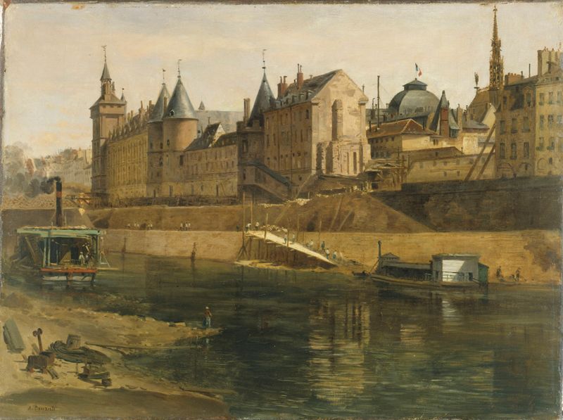 La Conciergerie pendant les travaux de reconstruction du Palais de Justice, oil on canvas by Adrien Dauzats