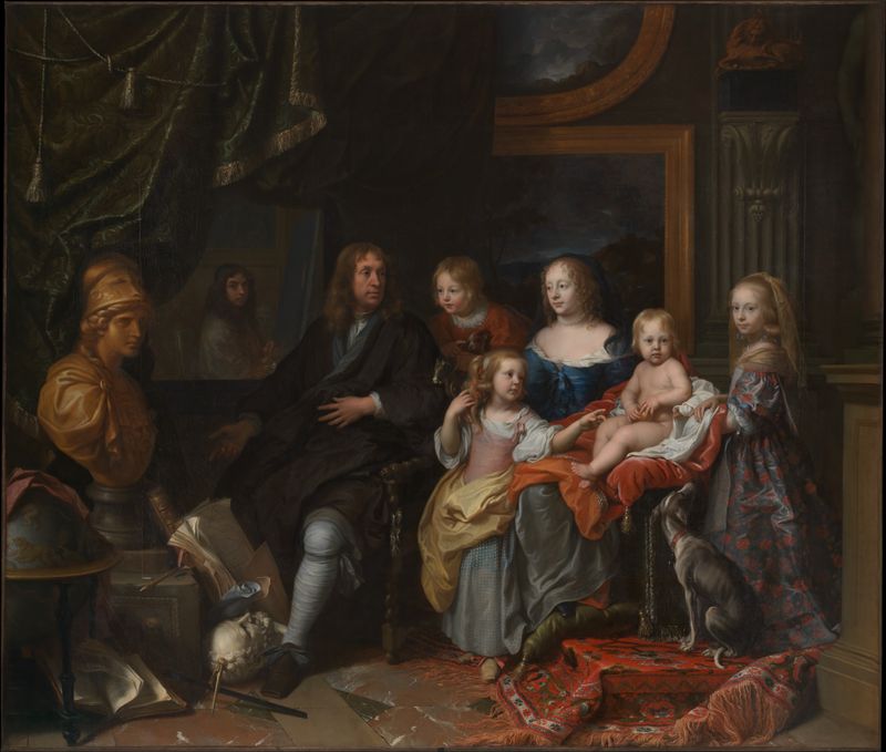 The Jabach Family by Charles Le Brun, oil on canvas, depicting a family with intricate light and shadow.