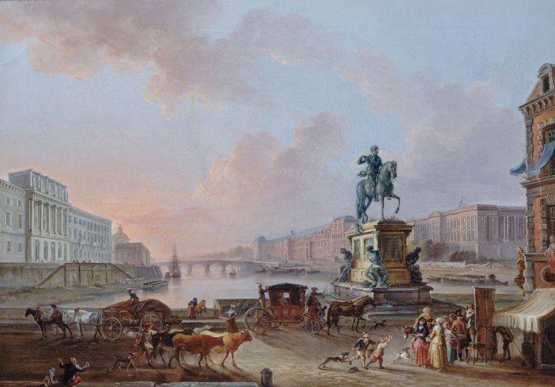 La Monnaie, le Pont Royal et le Louvre, oil on canvas by Jean-Baptiste Lallemand