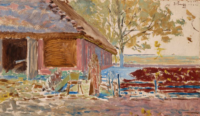 Landscape with a coffin, oil on canvas by Jacek Malczewski