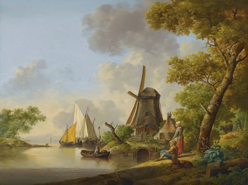 A Summer Landscape by Jan Van Os, depicting a vibrant landscape with trees and sunlight.