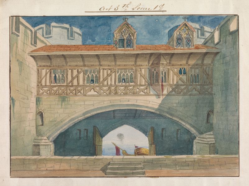Stage design for 'Richard II' by George Cressal Ellis, Victorian style