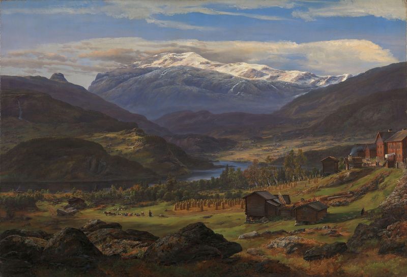 Paisagem com reflexos de água e sombras de Johan Christian Dahl, óleo, 1851