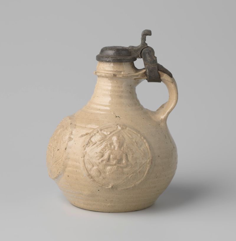 Jug with a personification of Hope by Anno Knütgen, decorative art, intricate design and light play