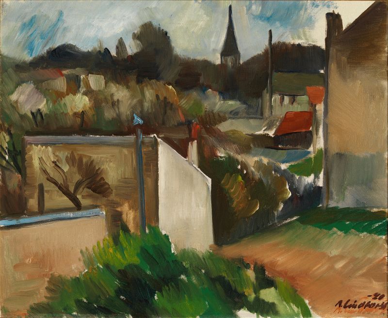Town view, France by Anton Lindforss, oil on canvas depicting a quaint landscape.
