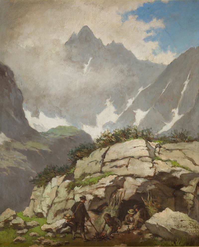 Rock Refuge of Reverend Stolarczyk, oil on canvas by Walery Eljasz-Radzikowski