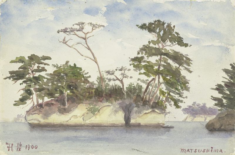 Marine scene depicting islands in the sea by Fritz Hauck, impressionism