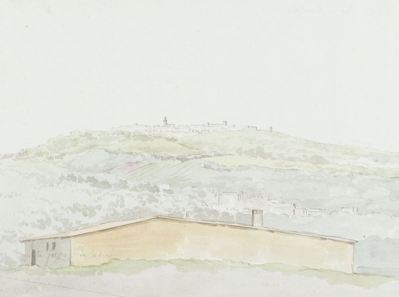 Klassieke zuil in haven van Brindisi, aquarela sobre papel de Abraham-Louis-Rodolphe Ducros