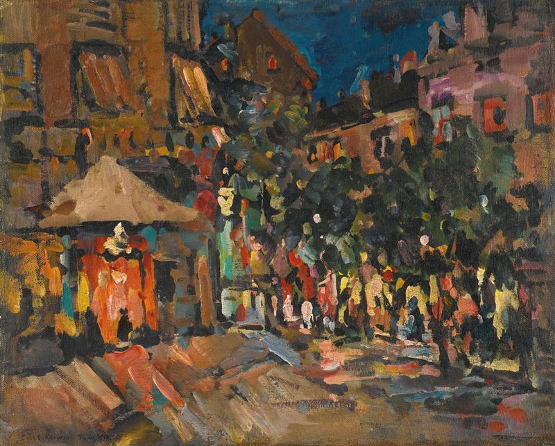 Night scene in Paris, oil on canvas by Konstantin Alexeevich Korovin