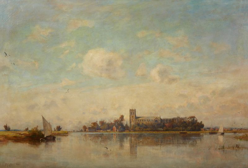 Christchurch Priory, óleo de Frederick George Cotman