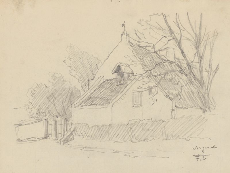 Maison à Virginal by Jean-François Taelemans, oil painting of a tranquil house in soft pastels.