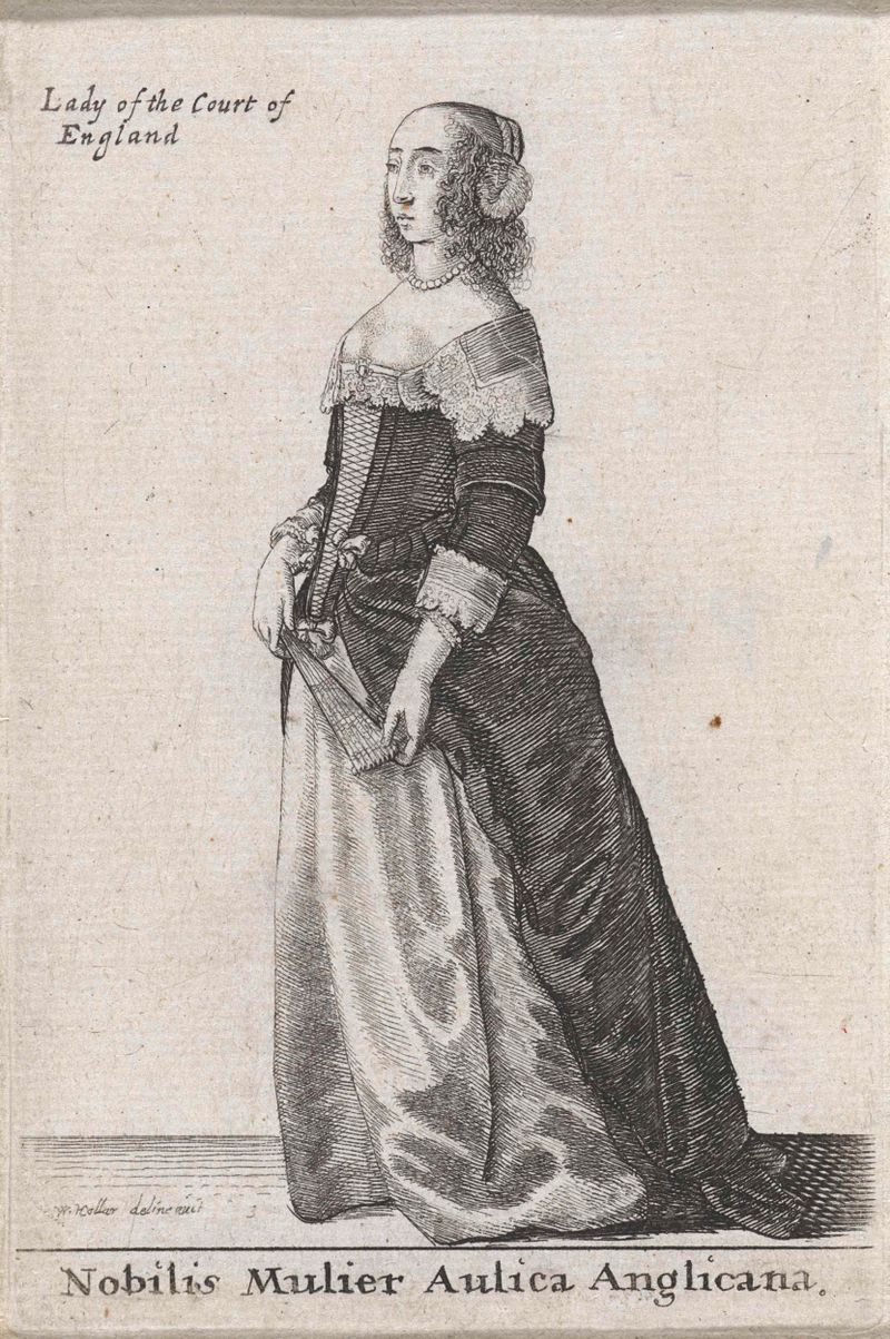 Retrato de una mujer con un collar de encaje, grabado de Wenceslaus Hollar