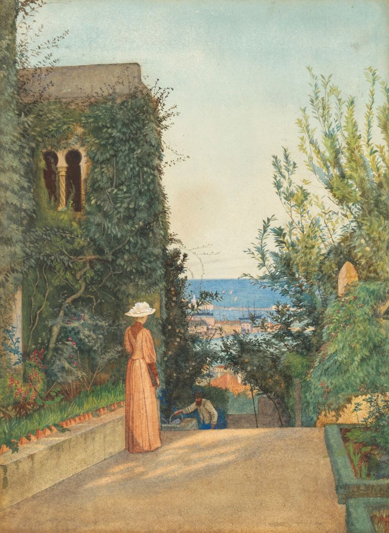 Bordighera oil painting by George Howard, 9th Earl Of Carlisle, depicting a vibrant landscape.
