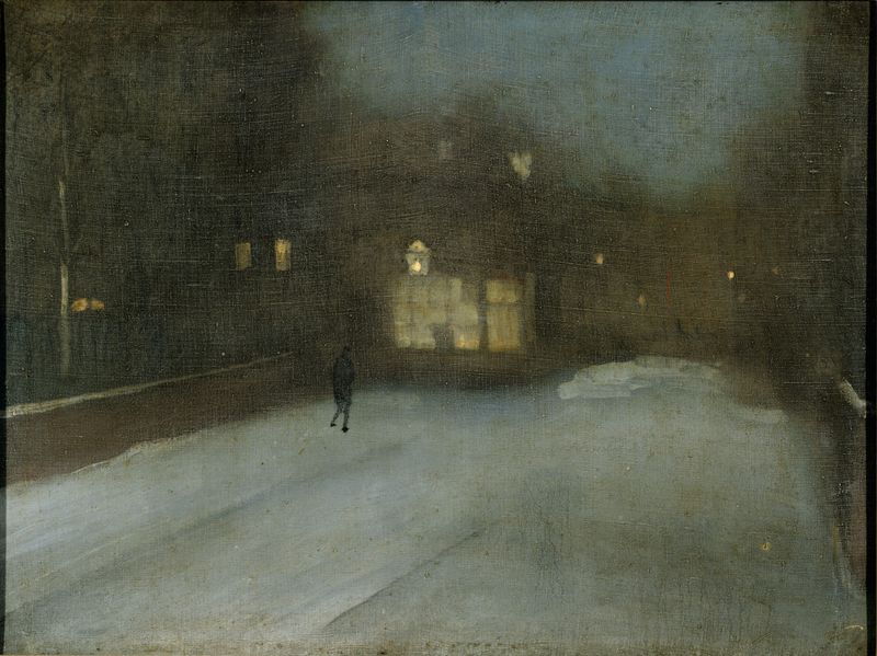 Nocturne in Grey and Gold: Chelsea Snow, oil on canvas by James Abbott McNeill Whistler