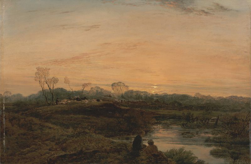 Evening, Bayswater by John Linnell, oil painting depicting a serene landscape at twilight