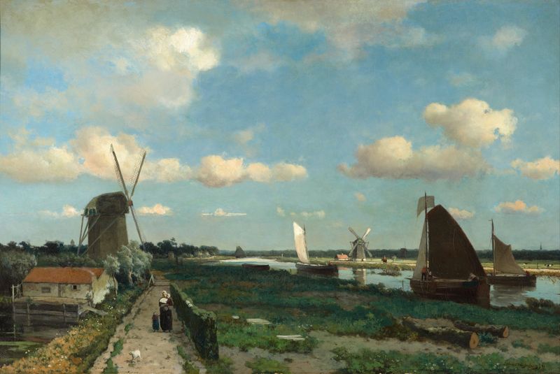 Paisagem com água e árvores de Johan Hendrik Weissenbruch, Impressionismo