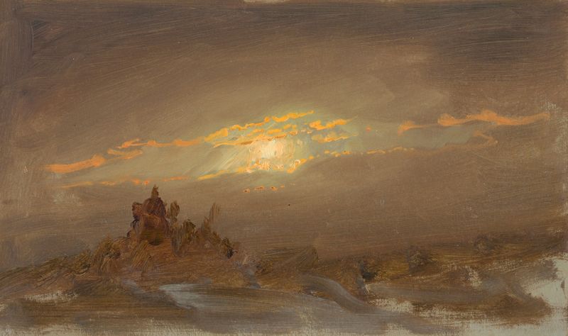 Paisaje invernal a la luz de la luna de Frederic Edwin Church, pintura al óleo