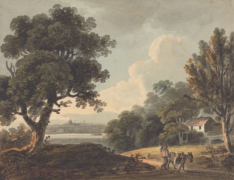 Landscape with a Distant View of London de John Henry Campbell, pintura a óleo