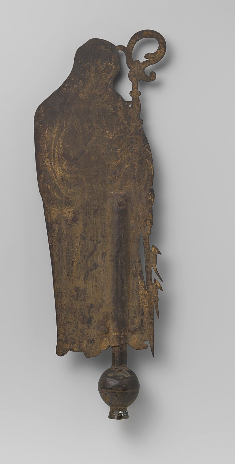 Wood wind indicator shaped like Saint Gertrude by anoniem