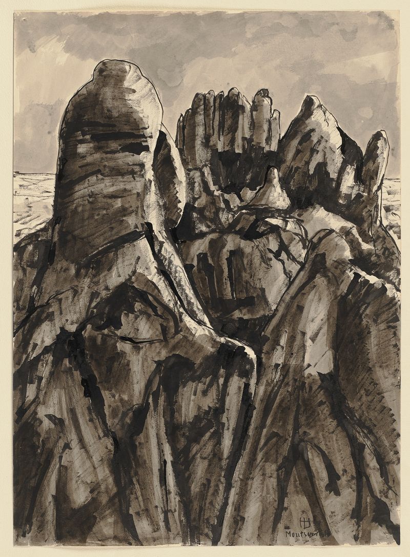 Montserrat by Hermann Lismann, a landscape with cliffs and dramatic light, unknown medium.