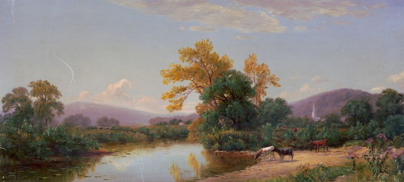 Landscape of Allegaheny Mt. by John Ross Key, oil painting depicting mountains and sunlight.