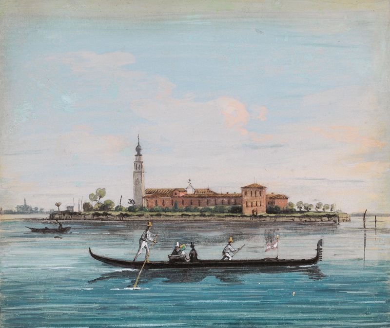 Venice, View of San Lazzaro degli Armeni, oil on canvas by Giuseppe Bernardino Bison