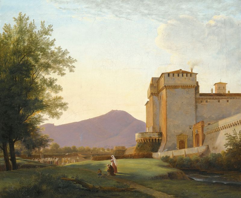 A View Of The Abbey Of Grottaferrata, oil painting by Pierre-Athanase Chauvin