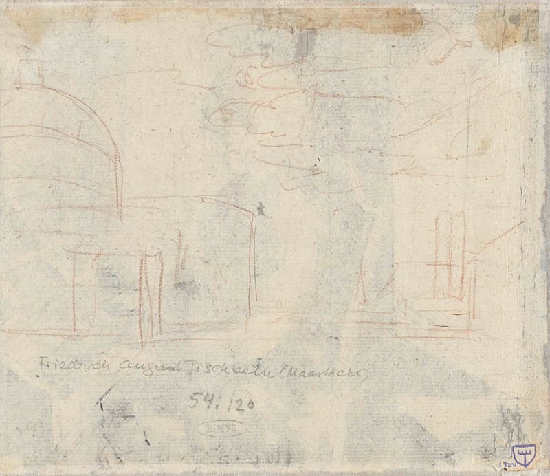 Architectural drawing in landscape by Johann Friedrich August Tischbein, paper medium