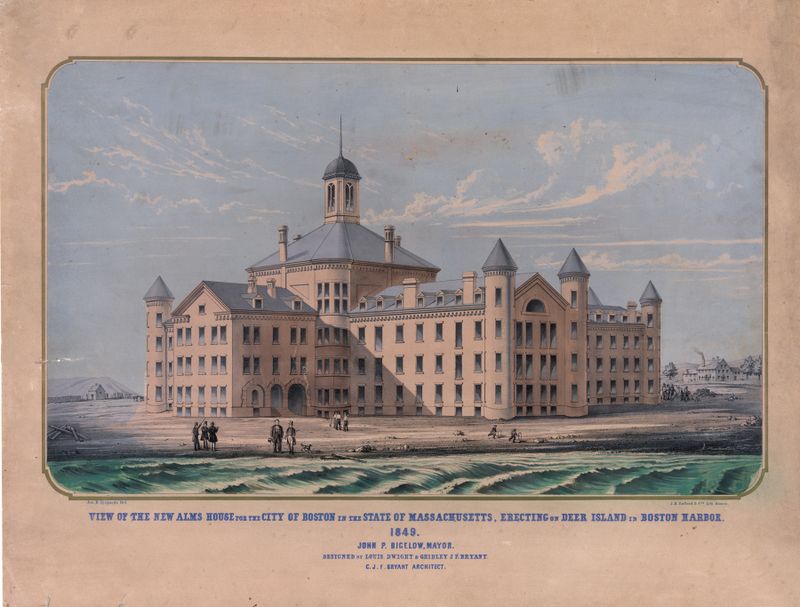 View of the new alms house in Boston Harbor by John H. Bufford's & Sons, medium unknown