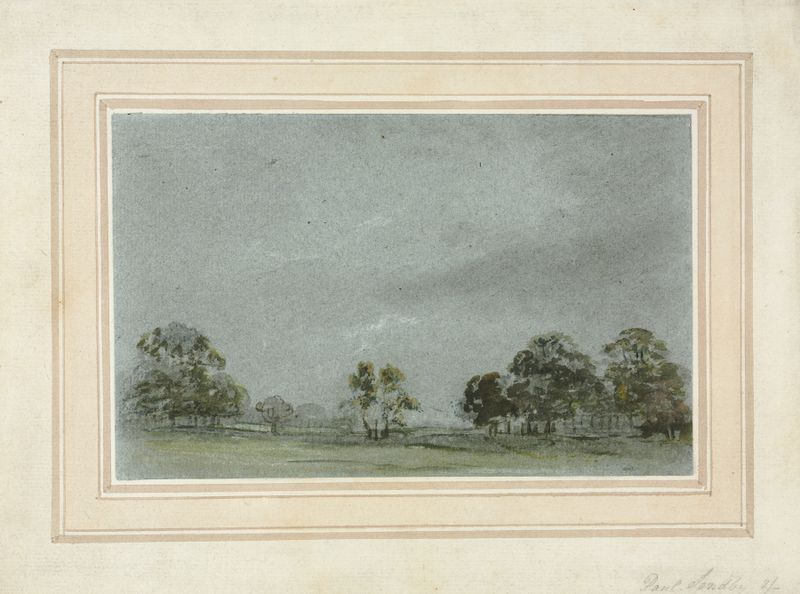 Paisaje de Paul Sandby, que representa colinas y nubes, pintura al óleo