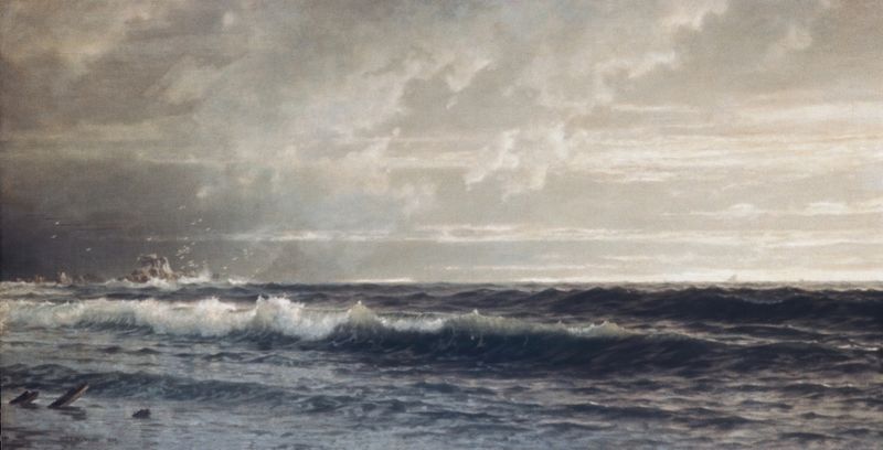 Cena marinha da Cornualha de William Trost Richards, pintura a óleo que retrata o mar e o céu