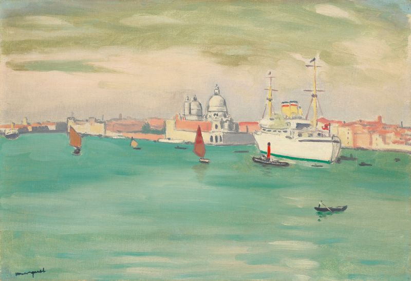 Venise de Albert Marquet, pintura al óleo impresionista de un paisaje marino tranquilo