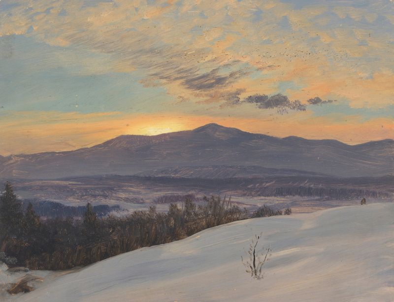 Sunset Across the Hudson Valley, Winter de Frederic Edwin Church, óleo