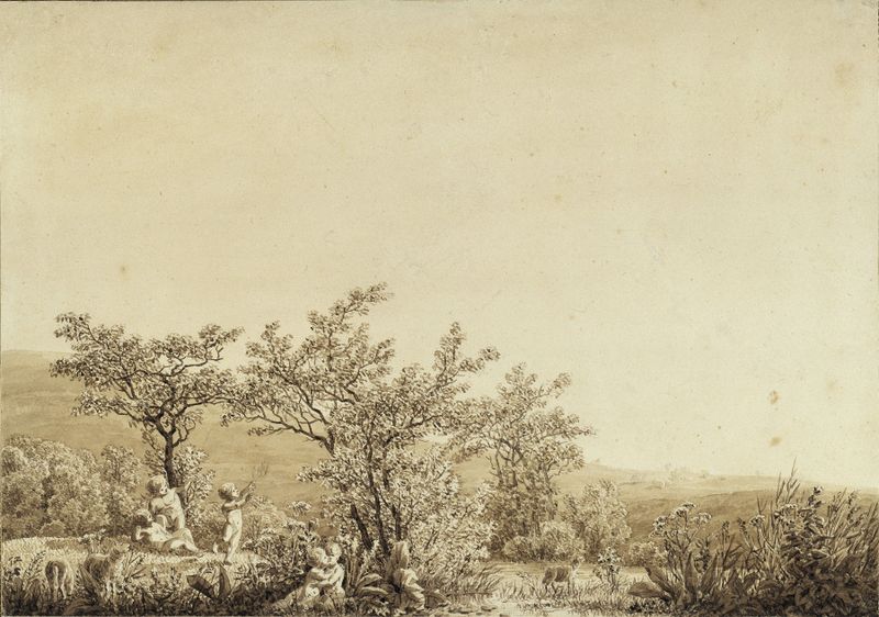 Otoño – Tarde – Madurez, óleo sobre lienzo de Caspar David Friedrich, que representa un paisaje crepuscular con árboles.