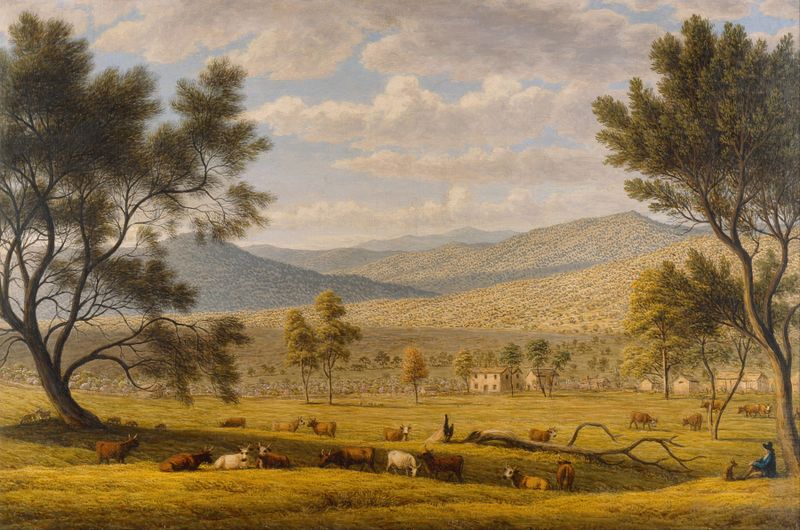 Pastoral landscape with sheep and stormy clouds, oil on canvas by John Glover