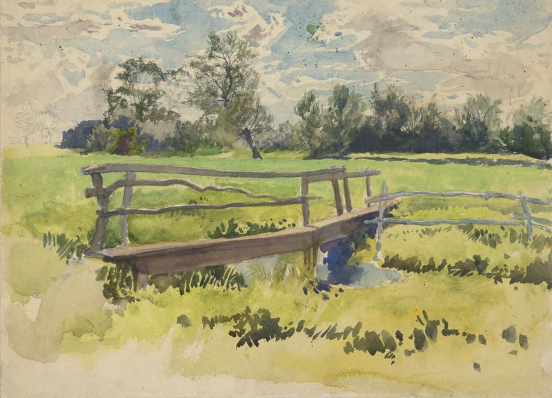 Landscape, marsh and bridge de Edwin Austin Abbey, óleo sobre tela