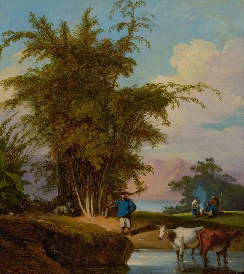 Paisagem em Macau com um pastor e gado bebendo, de George Chinnery.