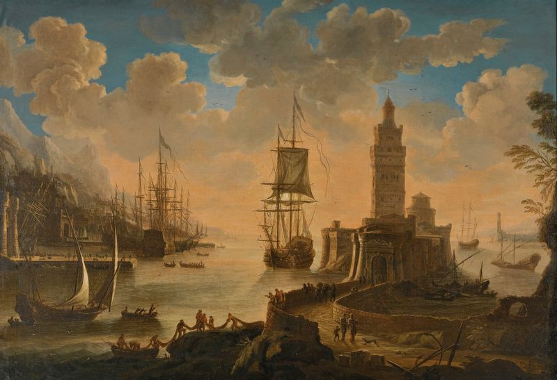 A Capriccio Of Shipping In A Mediterranean Harbour de Alessandro Grevenbroeck, meio desconhecido