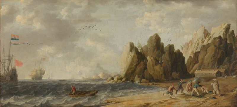 Marine scene of an inlet in southern Arctic waters by Bonaventura Peeters the Elder, oil painting.