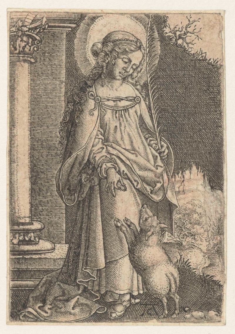 Santa Inés en luz radiante, grabado de Monogrammist AC