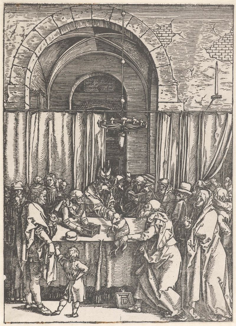 Gravura de Albrecht Dürer de Joaquim em angústia, meio papel