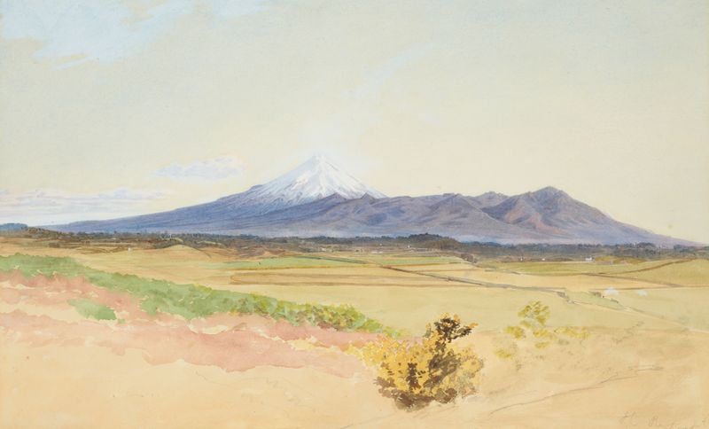 Landscape of Mount Egmont and Pouakai, oil painting by James Crowe Richmond