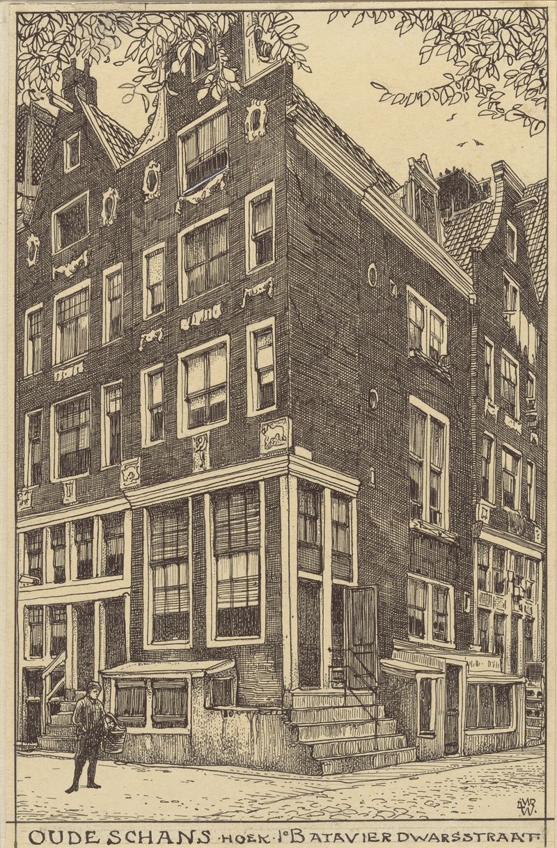 Pintura al óleo de paisaje de Willem Wenckebach que representa un canal en Ámsterdam