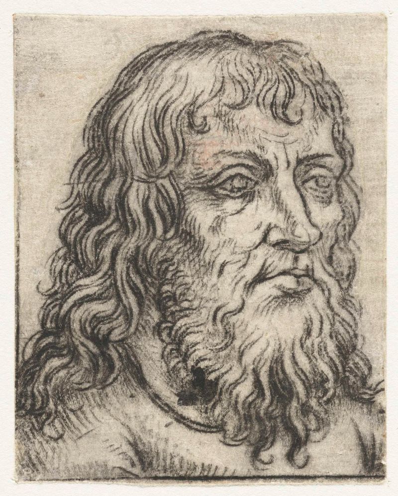 Retrato de um velho por Meester van het Amsterdamse Kabinet, drypoint