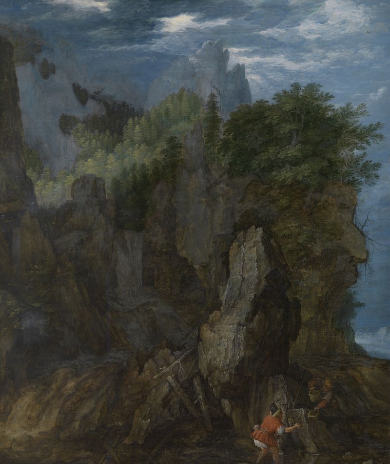 Crayfish fishermen de Roelant Savery, óleo sobre lienzo, que representa a pescadores junto a un río