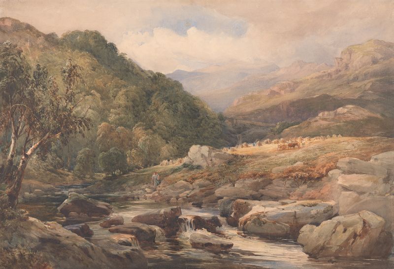 Landscape with Stream and Haymakers by David Hall McKewan, realism