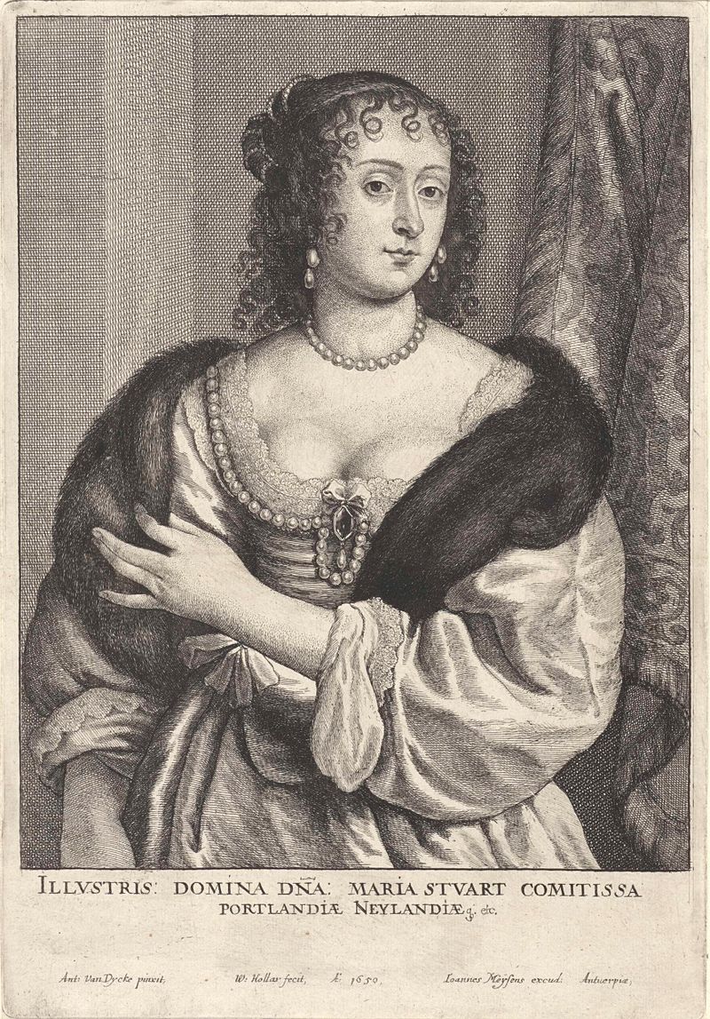 Gravura de Wenceslaus Hollar de uma mulher com traços delicados e um olhar intenso.