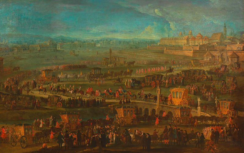 Cena histórica da entrada do embaixador francês em Viena, óleo sobre tela de Unknown Artist