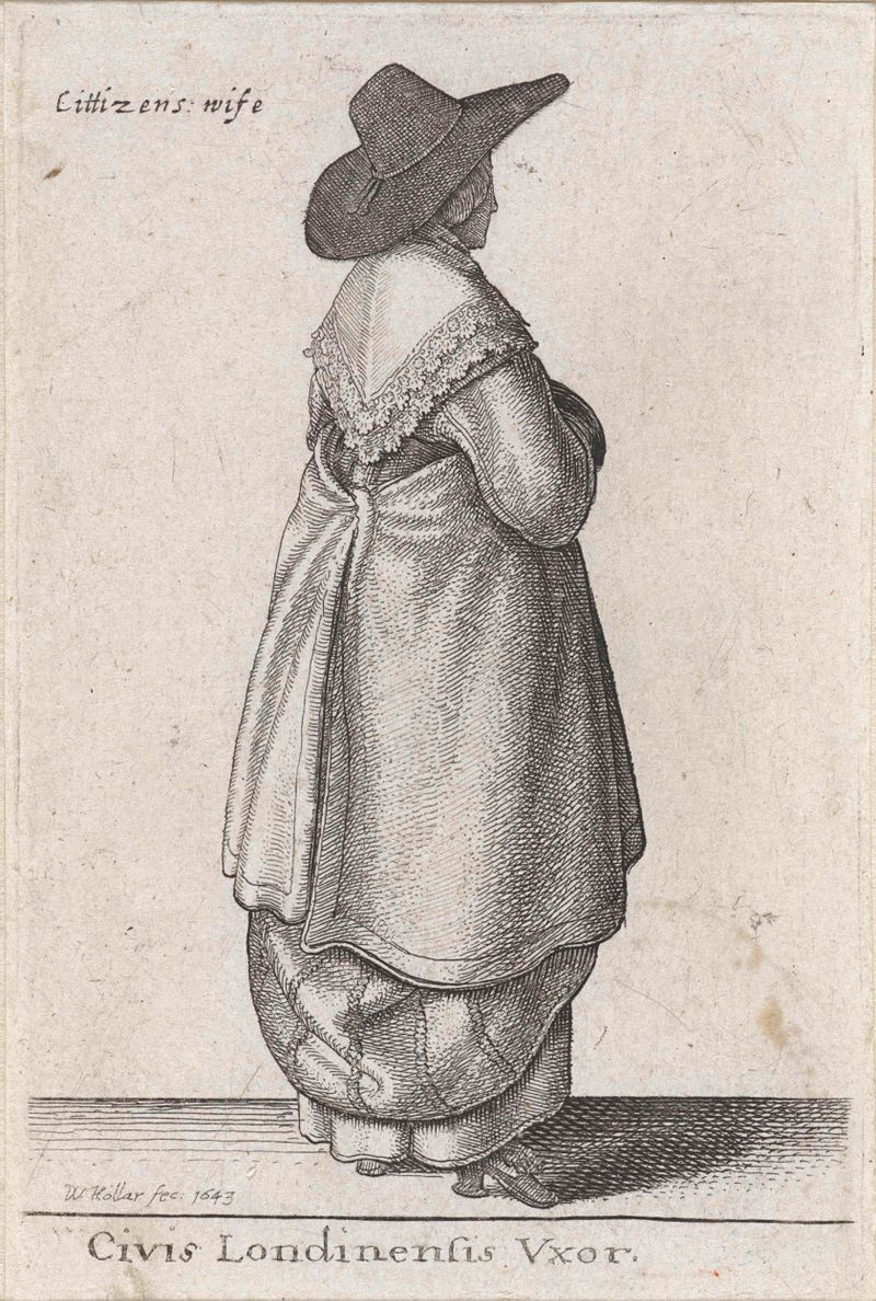 Retrato de uma mulher em um vestido, gravura de Wenceslaus Hollar