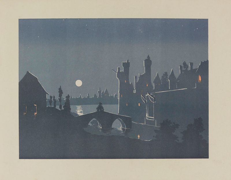 La Tour de Nesle by Henri-Eugène Callot, unknown medium, featuring a towering structure with golden light.